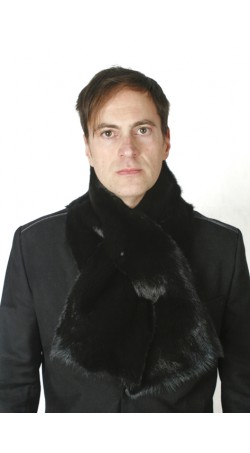 Black mink fur scarf, large, unisex